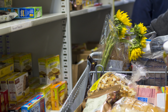 flowers in cart