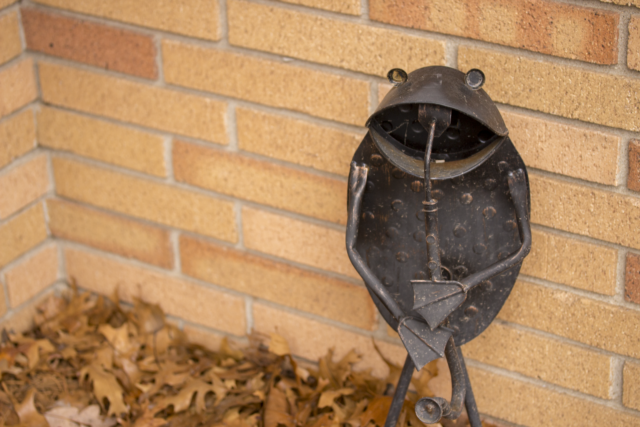 outdoor frog statue